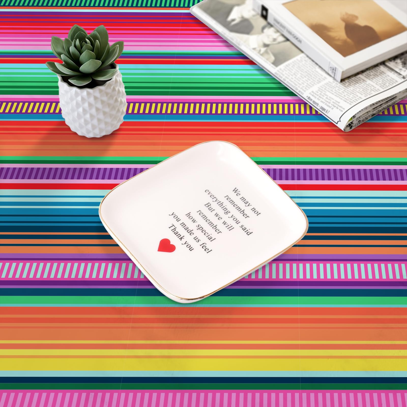 ASLERMURE 3 Pack Mexican Serape Tablecloths 54x108 Inches Disposable Plastic Striped Party Table Cover for Cinco de Mayo, Birthday, Weddings