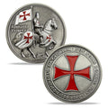 ASmileIndeep Knights Templar Challenge Coin – 3D Silver-Plated Christian Religious Medallion
