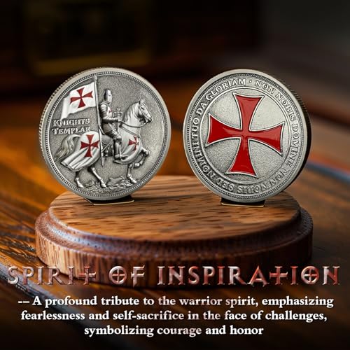 ASmileIndeep Knights Templar Challenge Coin – 3D Silver-Plated Christian Religious Medallion