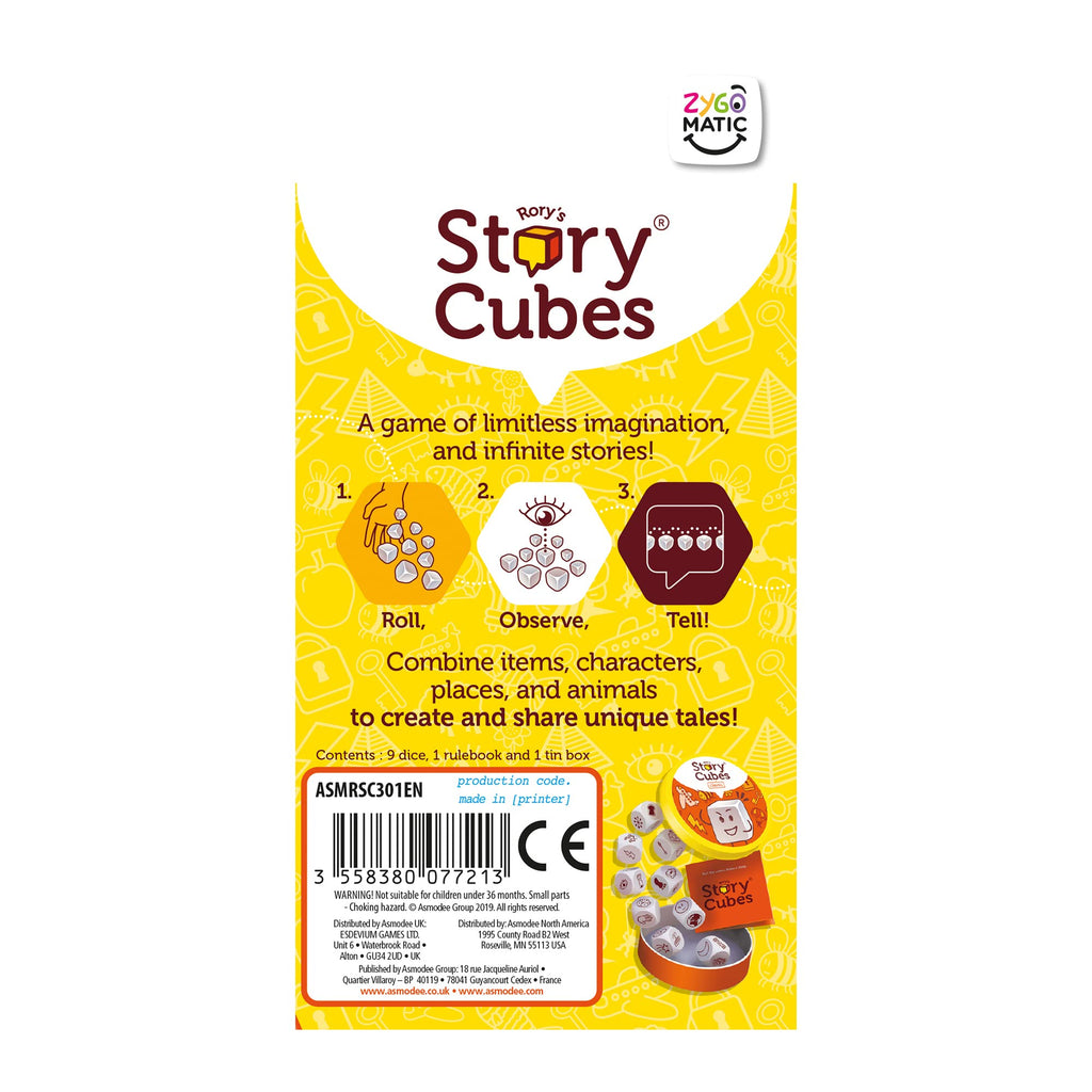 Asmodee Rory's Story Cubes Classic – Eco-Friendly Tin Box Edition: Creative Storytelling Game for Ages 6+