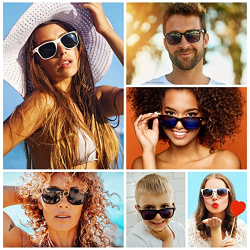 ASTARON 12 Pack Black and White Party Sunglasses for Events, Weddings, Pool Parties