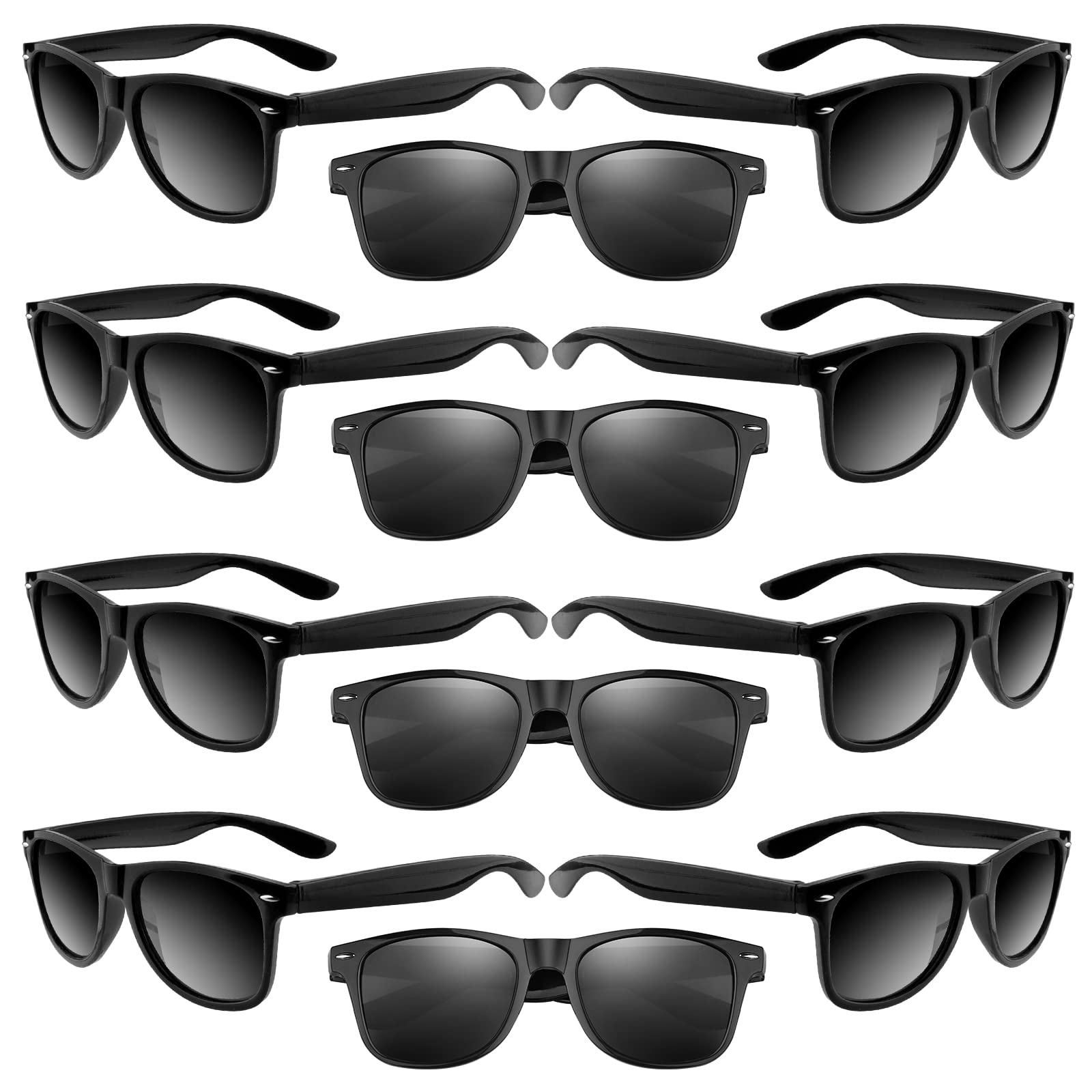 ASTARON 12 Pack Black Party Sunglasses - Bulk Neon Party Favors for Weddings Beach Pool Supplies