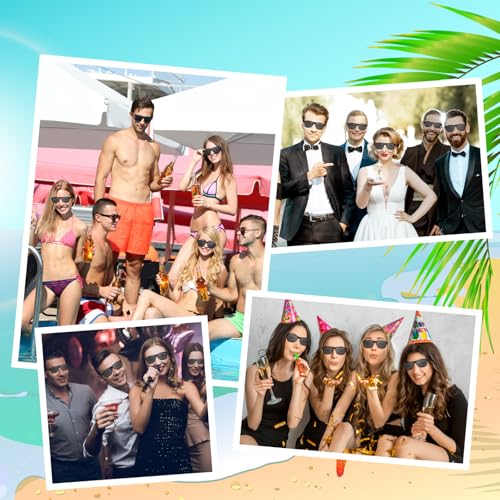 ASTARON 12 Pack Black Party Sunglasses - Bulk Neon Party Favors for Weddings Beach Pool Supplies