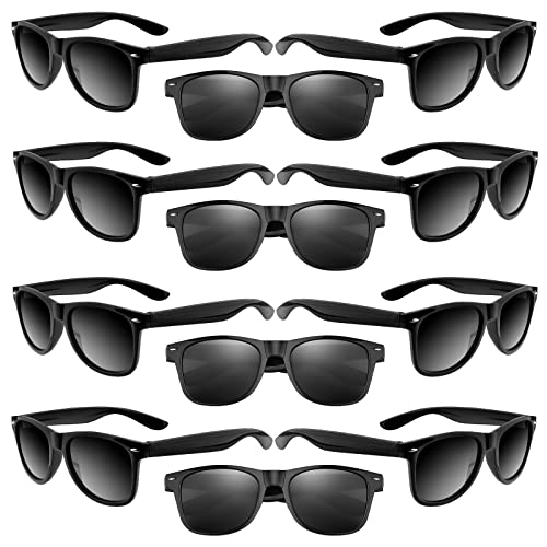 ASTARON 12 Pack Black Party Sunglasses - Bulk Neon Party Favors for Weddings Beach Pool Supplies