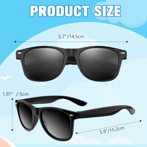 ASTARON 12 Pack Black Party Sunglasses - Bulk Neon Party Favors for Weddings Beach Pool Supplies