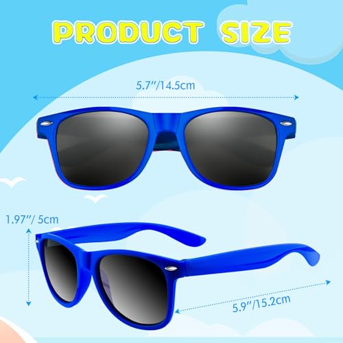 ASTARON 12 Pack Blue Neon Party Sunglasses - Bulk Beach Wedding Favors