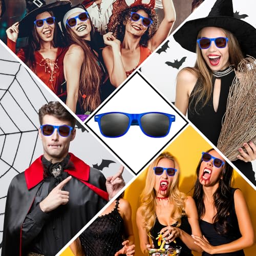ASTARON 12 Pack Blue Neon Party Sunglasses - Bulk Beach Wedding Favors