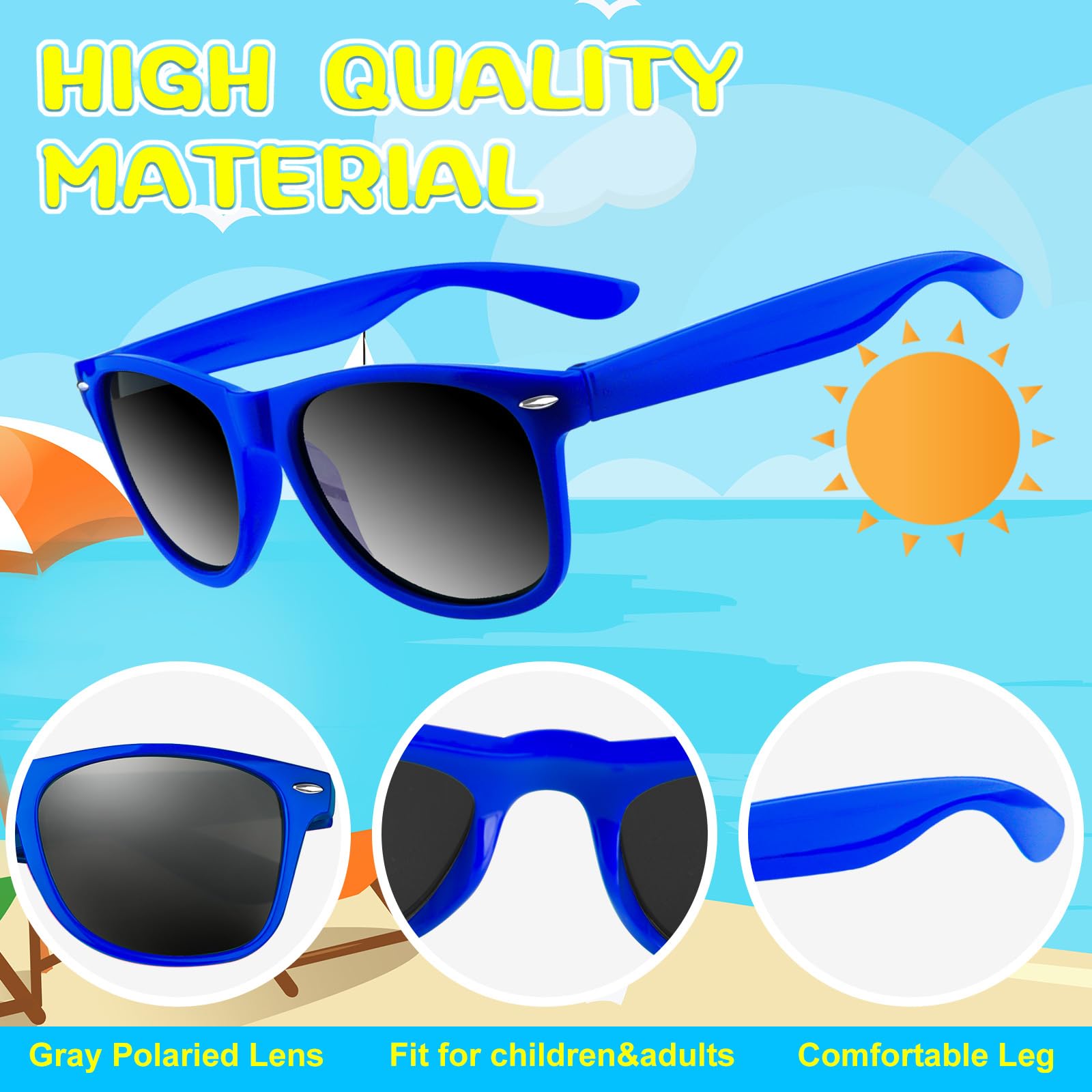 ASTARON 12 Pack Blue Neon Party Sunglasses - Bulk Beach Wedding Favors