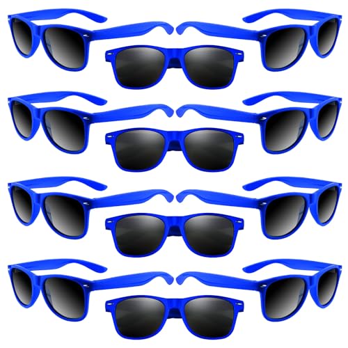 ASTARON 12 Pack Blue Neon Party Sunglasses - Bulk Beach Wedding Favors