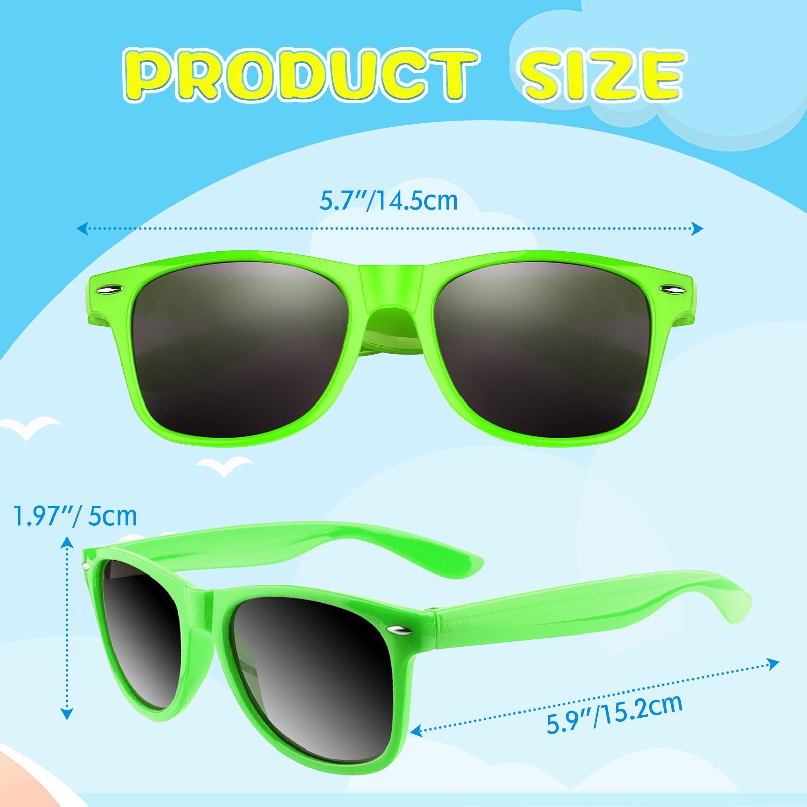 ASTARON 12 Pack Neon Party Sunglasses - Bulk Party Favors for Beach, Wedding, Pool, and Summer Events