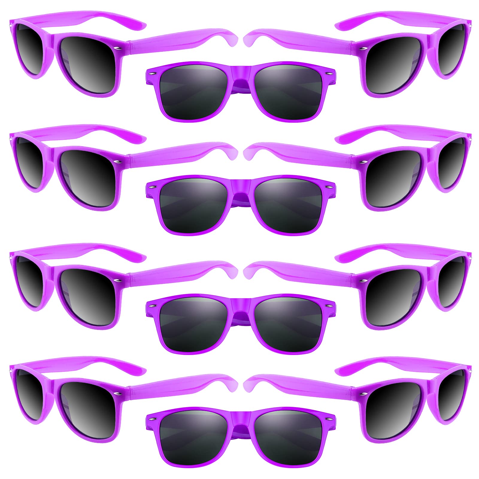 ASTARON 12 Pack Neon Purple Party Sunglasses Bulk – Beach Wedding Pool Favors