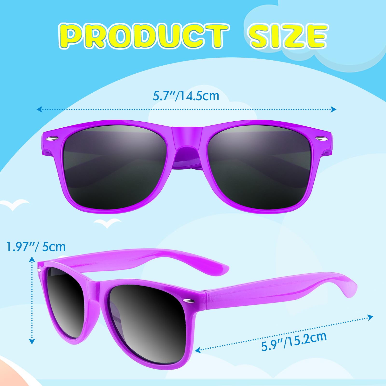 ASTARON 12 Pack Neon Purple Party Sunglasses Bulk – Beach Wedding Pool Favors