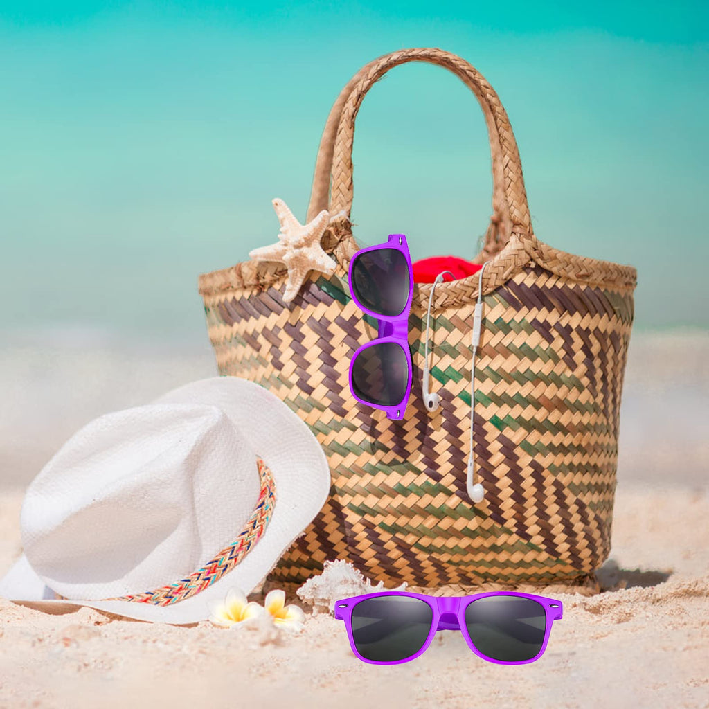 ASTARON 12 Pack Neon Purple Party Sunglasses Bulk – Beach Wedding Pool Favors