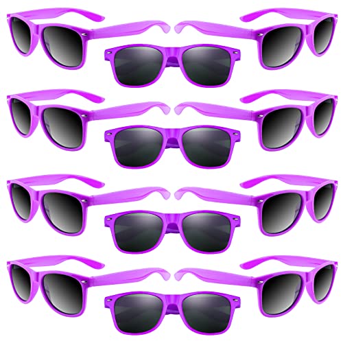 ASTARON 12 Pack Neon Purple Party Sunglasses Bulk – Beach Wedding Pool Favors