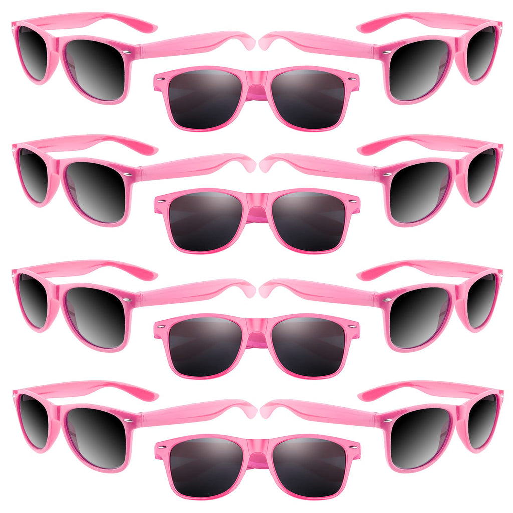 ASTARON 12-Pack Pink Party Sunglasses – Bulk Neon Favors for Beach Weddings, Pool Parties & Events
