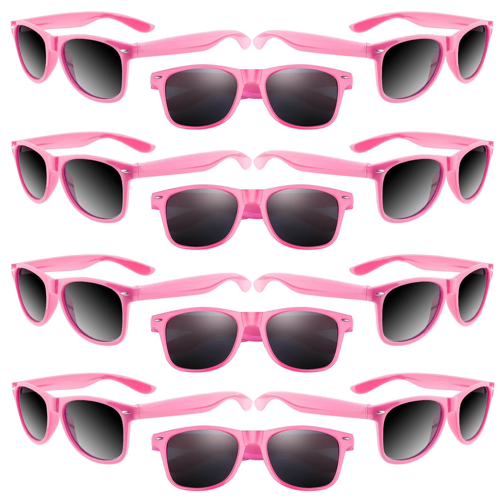 ASTARON 12-Pack Pink Party Sunglasses – Bulk Neon Favors for Beach Weddings, Pool Parties & Events