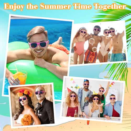 ASTARON 12-Pack Pink Party Sunglasses – Bulk Neon Favors for Beach Weddings, Pool Parties & Events