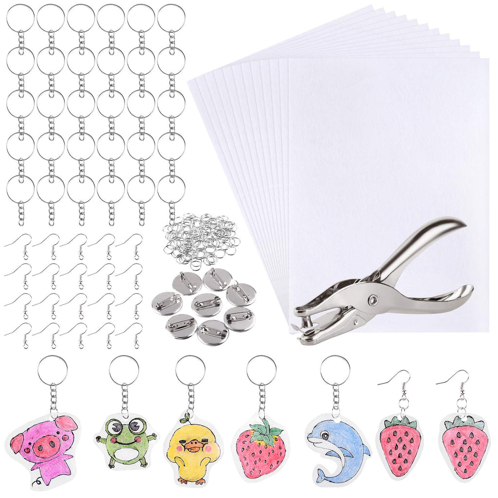 ASTARON 181-Piece Shrinking Plastic Sheets Kit with Keychain Accessories