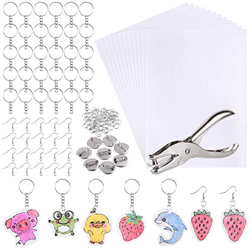 ASTARON 181-Piece Shrinking Plastic Sheets Kit with Keychain Accessories