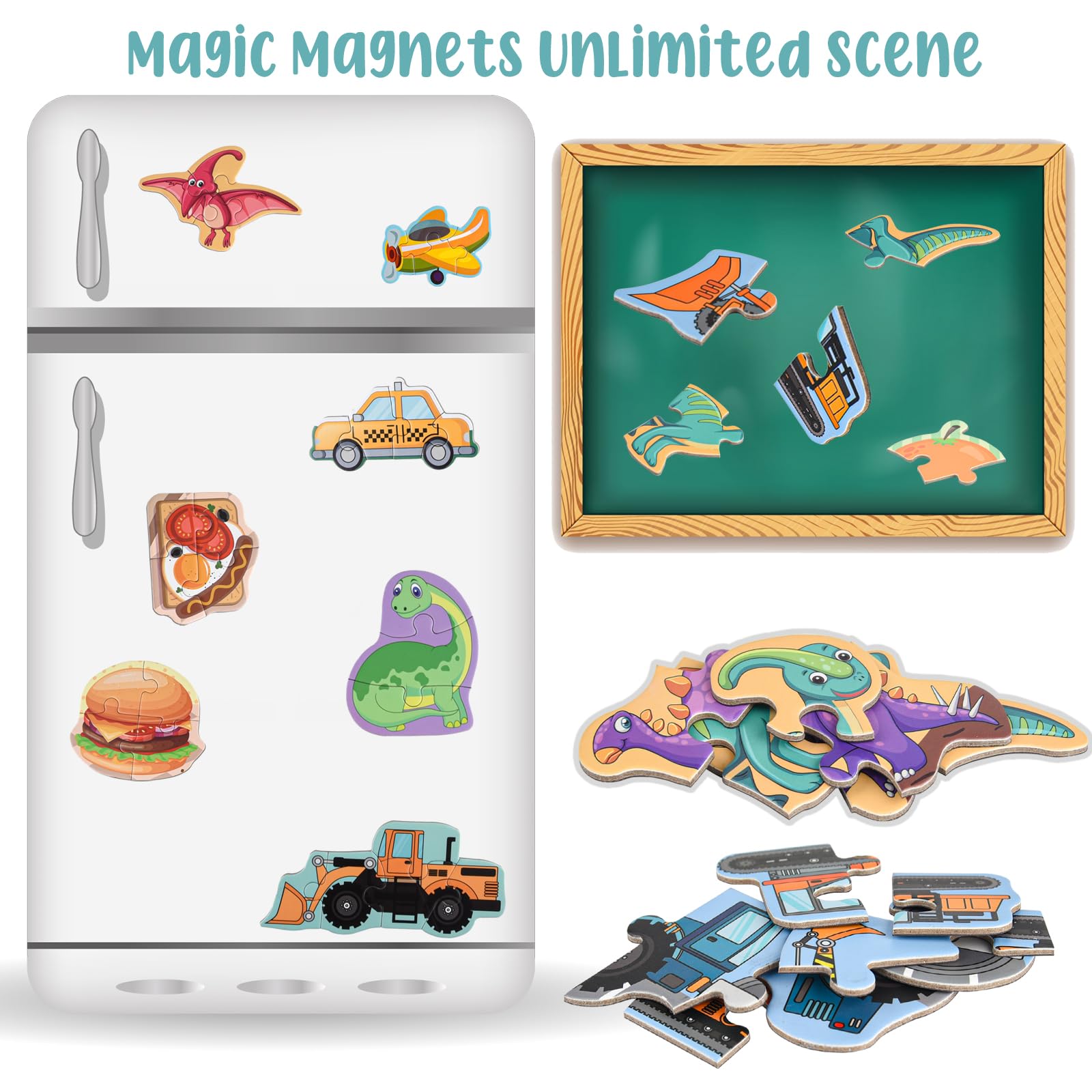 ASTARON 3D Magnetic Animal Puzzle Book – 41 Pieces with 60 Puffy Stickers for Toddlers, Travel-Friendly Learning Toy