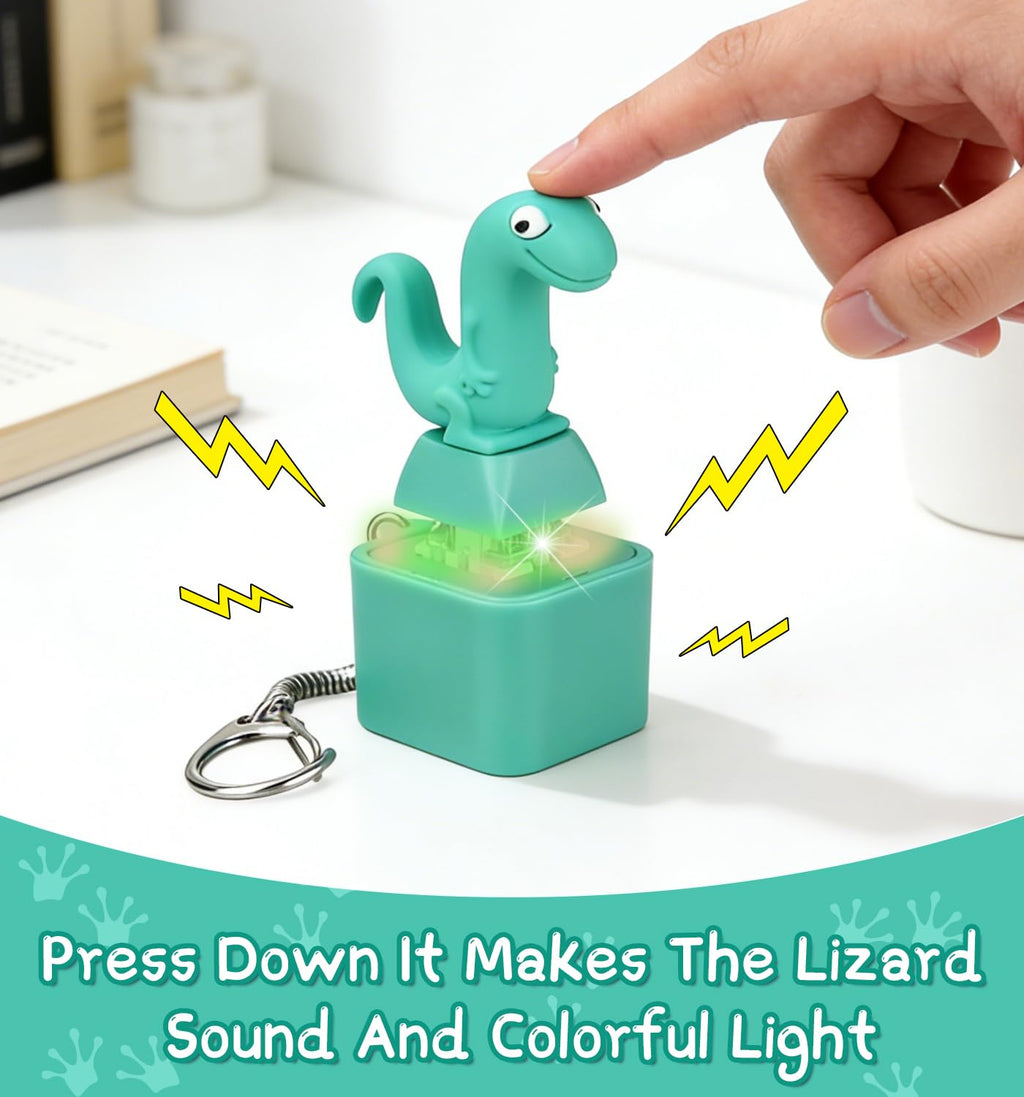 ATESSON Lizard Button Keychain Fidget Toy 2-Pack – Rechargeable Sound & Light Stress Relief