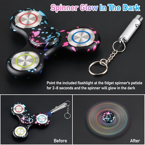 ATESSON Metal Fidget Spinner with LED Lights – Glow in the Dark, R188 Bearing, for Adults & Kids