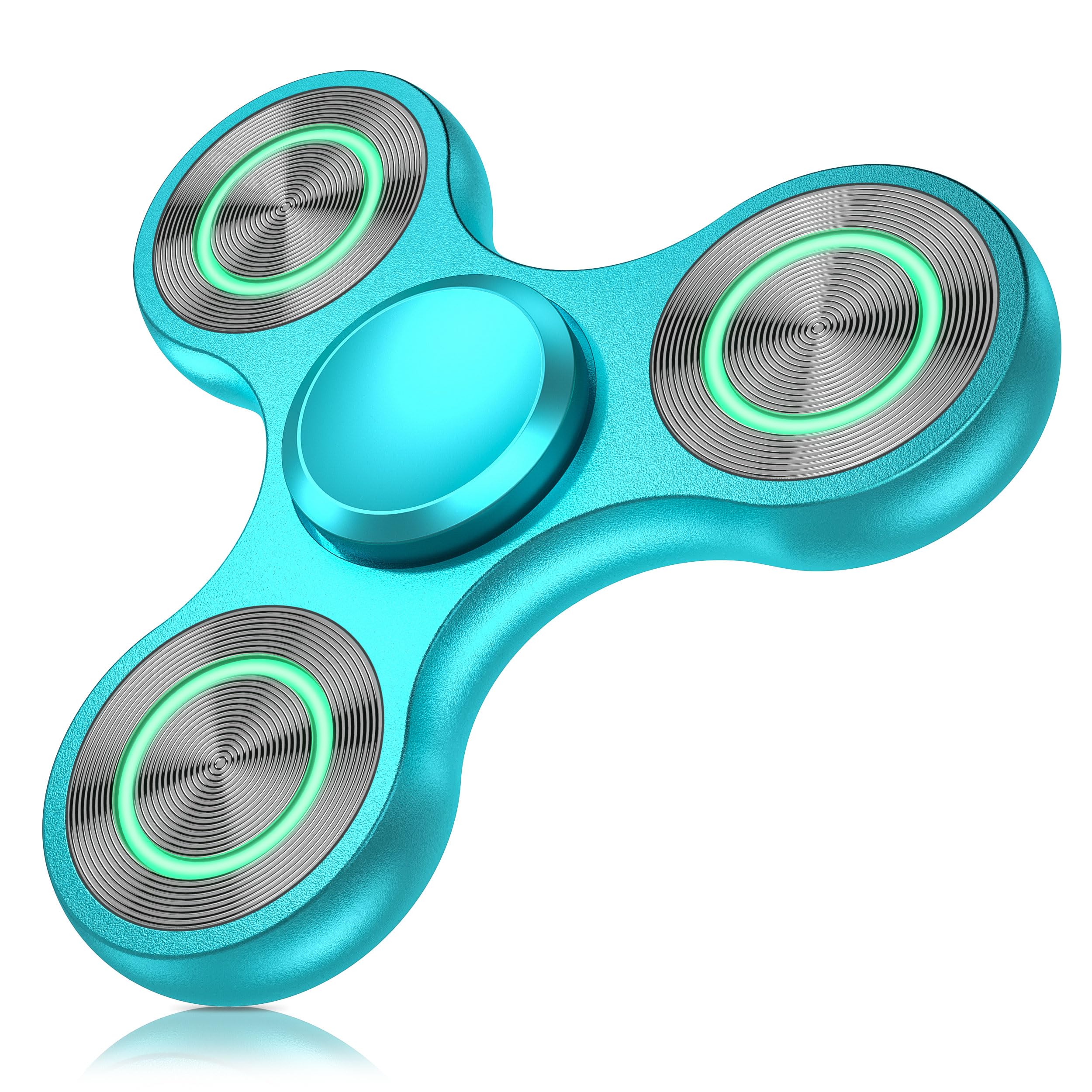 ATESSON Metal Glow in the Dark Fidget Spinner - Blue, Stainless Steel Bearing, Silent