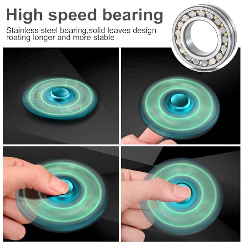 ATESSON Metal Glow in the Dark Fidget Spinner - Blue, Stainless Steel Bearing, Silent