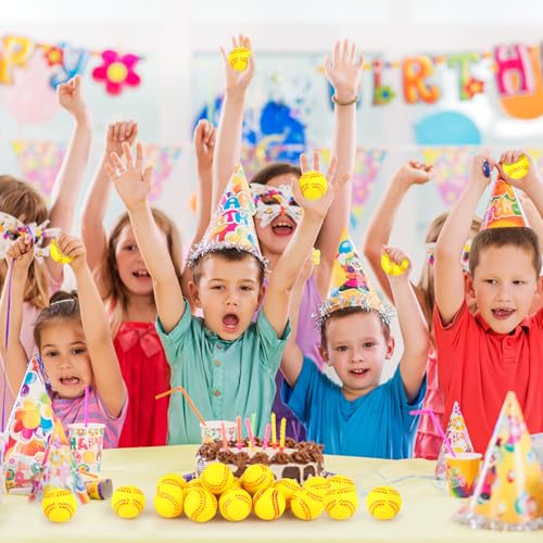 Atiloy 20-Pack Mini Softball Stress Balls – Yellow Foam Squeeze Toys for Stress Relief, Party Favors, Classroom Rewards