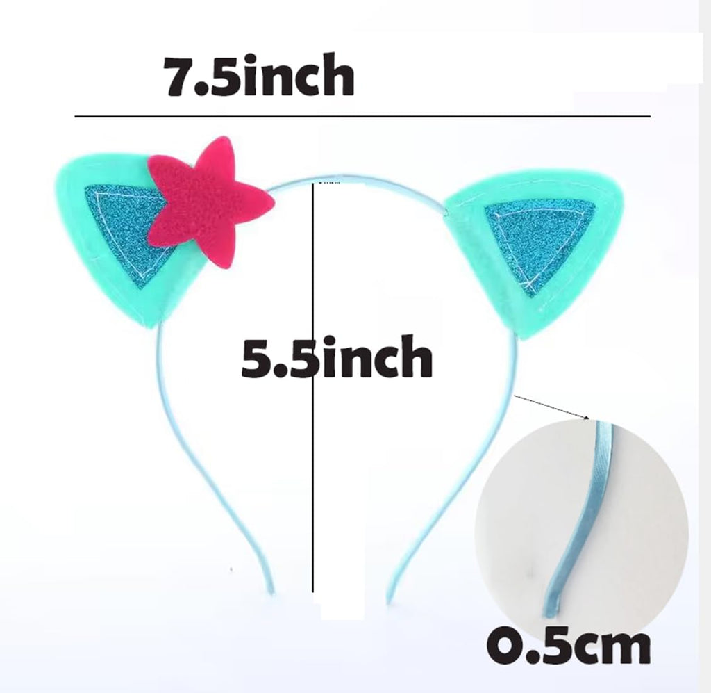 Atvscay 4-Pack Cute Cat Ears Headbands – Elastic Wire & Felt, 7.5x5.5 inches, for Parties & Cosplay
