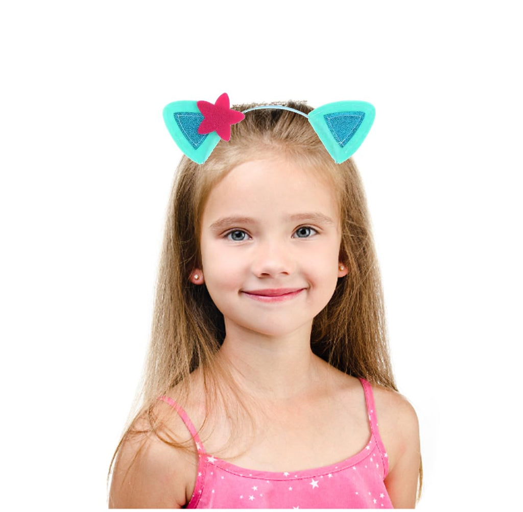 Atvscay 4-Pack Cute Cat Ears Headbands – Elastic Wire & Felt, 7.5x5.5 inches, for Parties & Cosplay