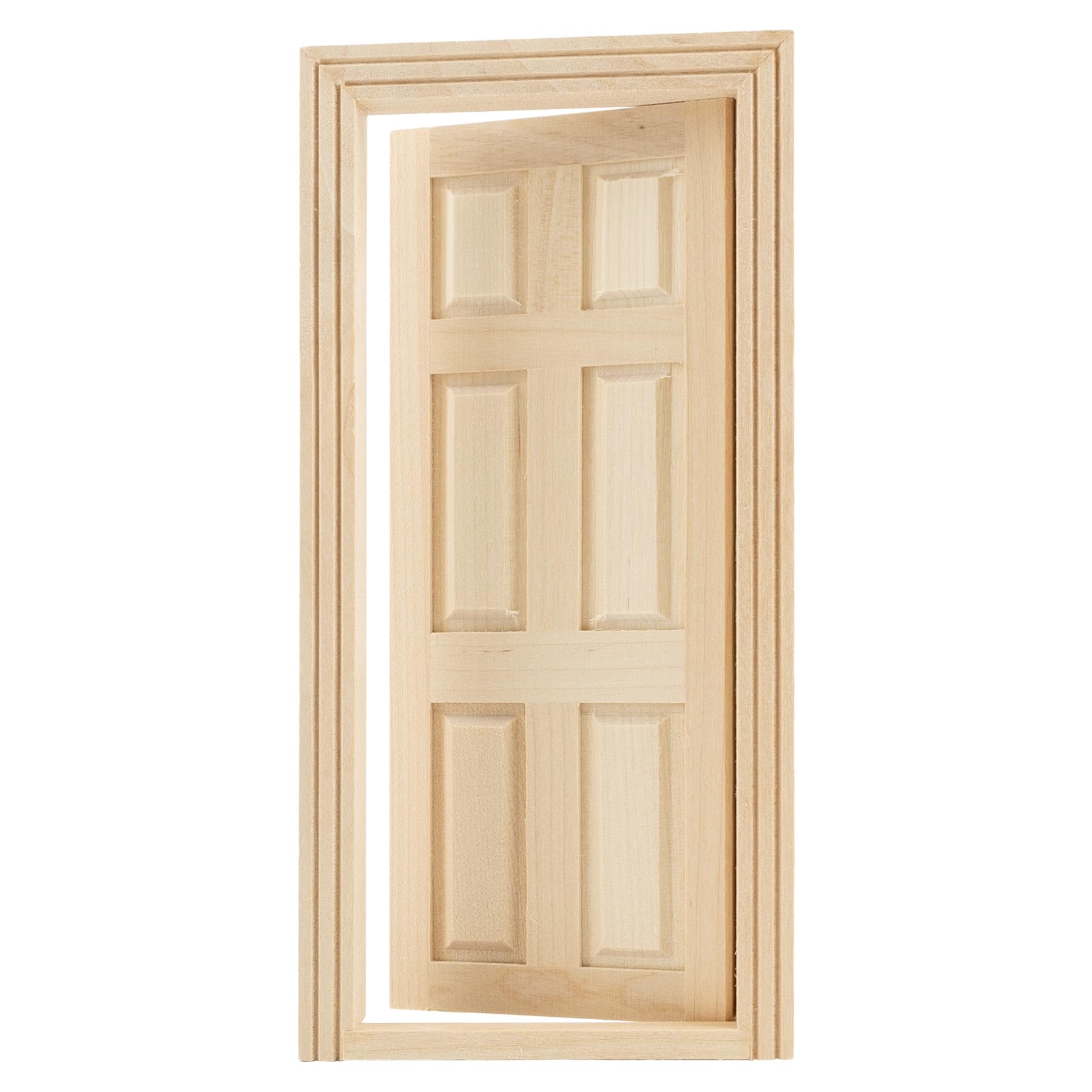 AUEAR 1:12 Scale Unpainted Wooden 6-Panel Door for Dollhouse Living Room - 7.5 x 3.4 Inches