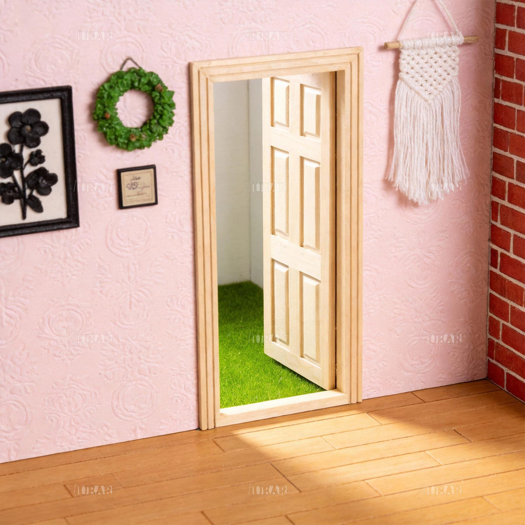 AUEAR 1:12 Scale Unpainted Wooden 6-Panel Door for Dollhouse Living Room - 7.5 x 3.4 Inches