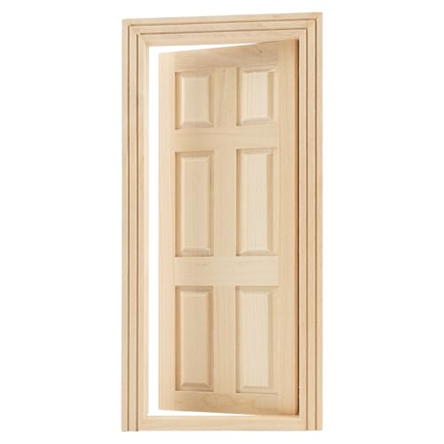 AUEAR 1:12 Scale Unpainted Wooden 6-Panel Door for Dollhouse Living Room - 7.5 x 3.4 Inches
