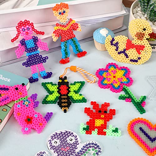 AUGSUN 20-Pack Clear Plastic Fuse Bead Pegboards – Animal Shapes with Cards, Keychains, and Tweezers for Kids DIY Crafts