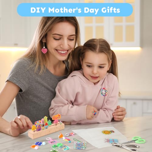 Auihiay 145-Piece Shrink Plastic Sheet Kit with Keychain Accessories for DIY Crafts and Mother's Day Ornaments