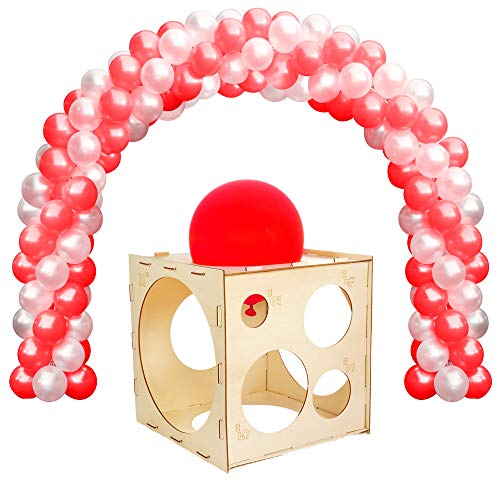 Auihiay Collapsible Wood Balloon Sizer Box - 2 to 10 Inch 9-Hole Sizing Tool for Party Decor
