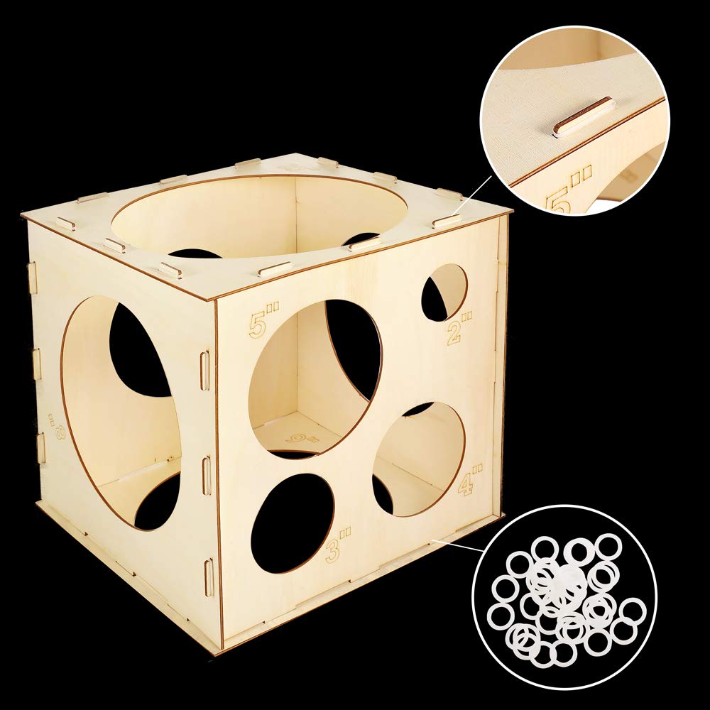Auihiay Collapsible Wood Balloon Sizer Box - 2 to 10 Inch 9-Hole Sizing Tool for Party Decor