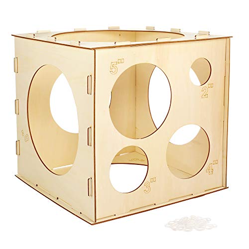 Auihiay Collapsible Wood Balloon Sizer Box - 2 to 10 Inch 9-Hole Sizing Tool for Party Decor