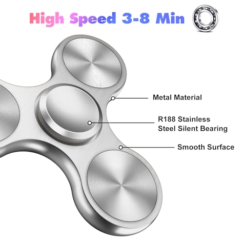 AUKARENY Metal Fidget Spinner – 3-8 Min Spin Time, Stainless Steel Bearing, ADHD Stress Relief Toy for Kids & Adults