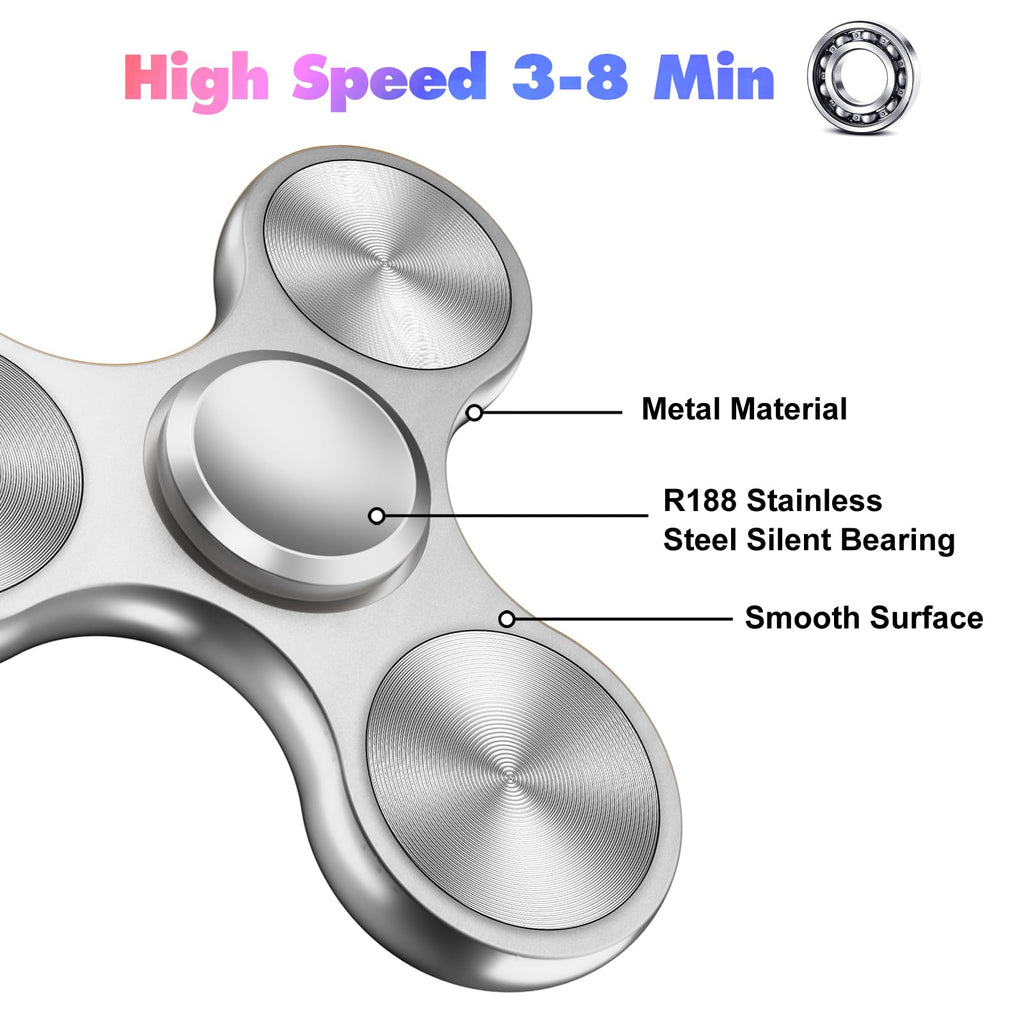 AUKARENY Metal Fidget Spinner – 3-8 Min Spin Time, Stainless Steel Bearing, ADHD Stress Relief Toy for Kids & Adults