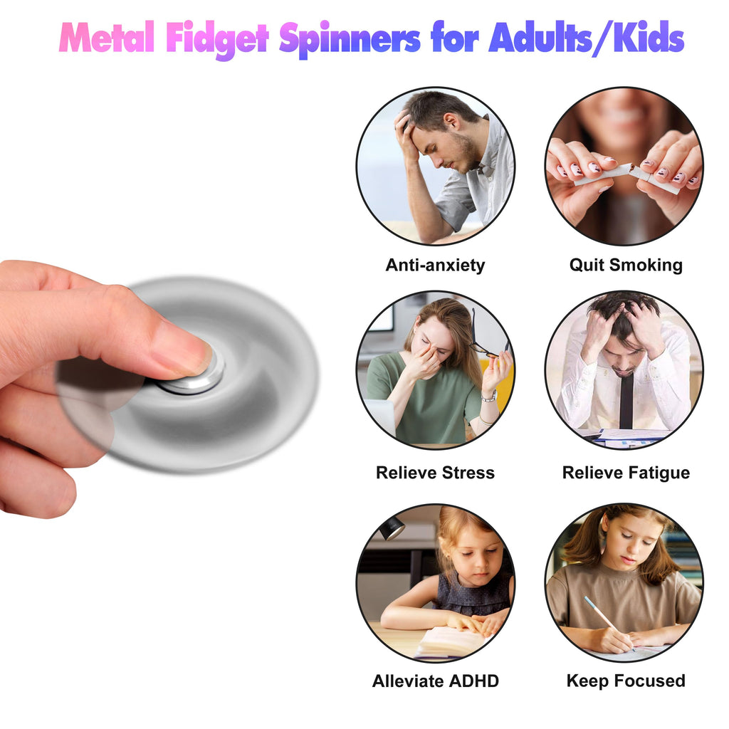 AUKARENY Metal Fidget Spinner – 3-8 Min Spin Time, Stainless Steel Bearing, ADHD Stress Relief Toy for Kids & Adults