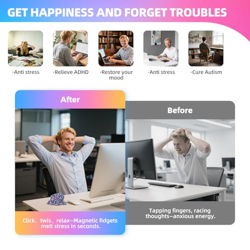 Aukit 550-Piece Fidget Toys for Adults - Magnetic Ferrite Stones Stress Relief Sensory Desk Toy
