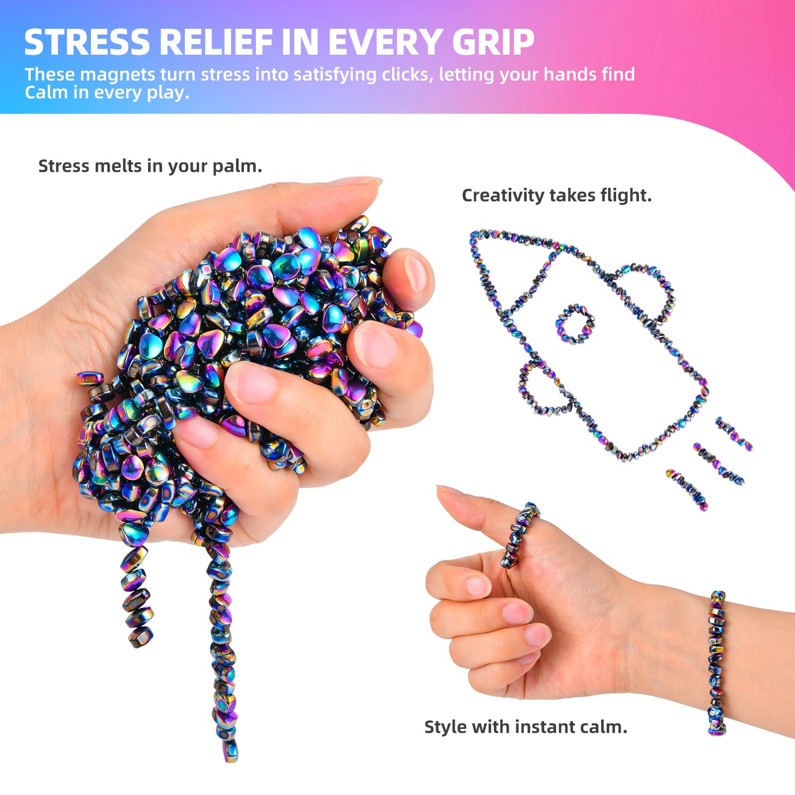 Aukit 550-Piece Fidget Toys for Adults - Magnetic Ferrite Stones Stress Relief Sensory Desk Toy