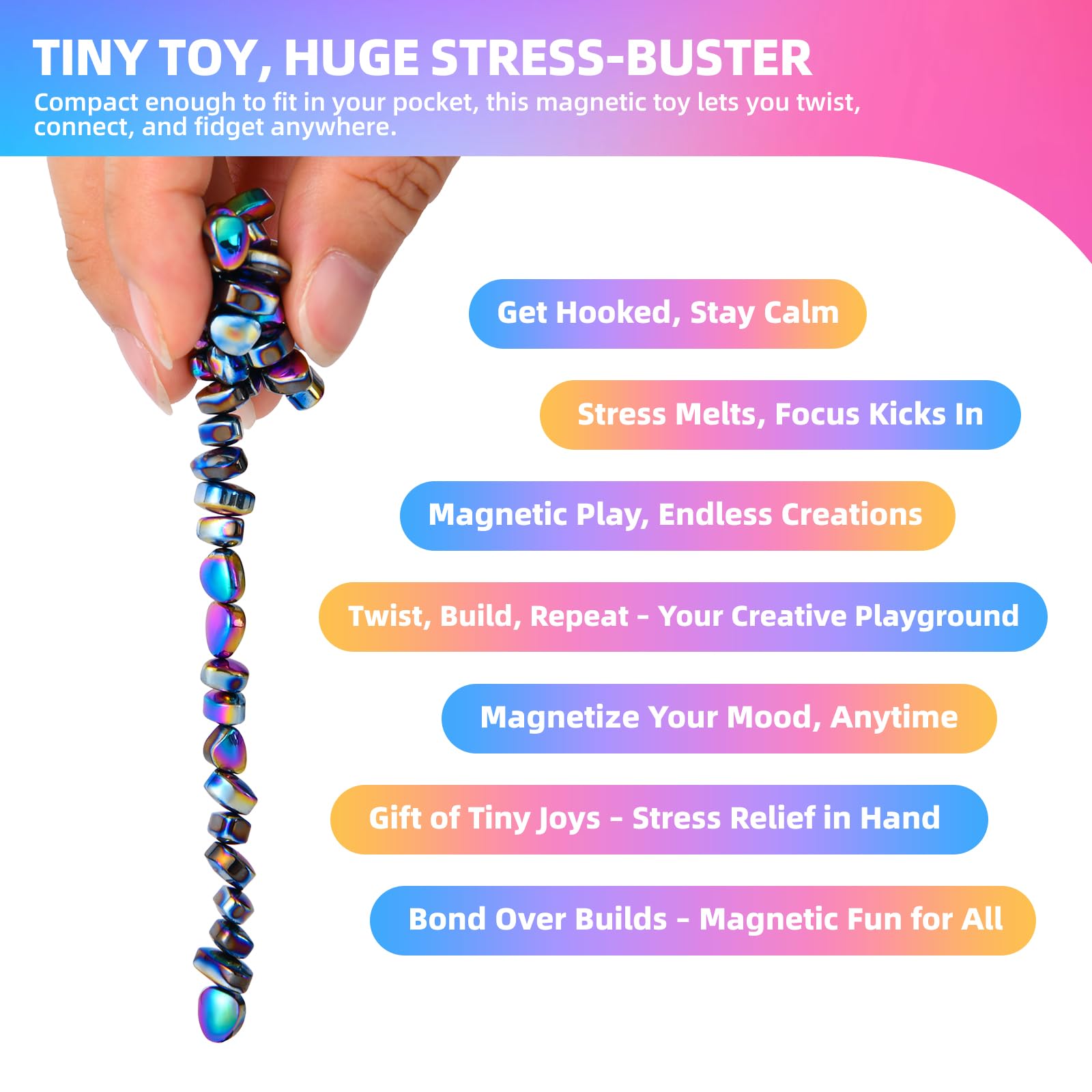 Aukit 550-Piece Fidget Toys for Adults - Magnetic Ferrite Stones Stress Relief Sensory Desk Toy