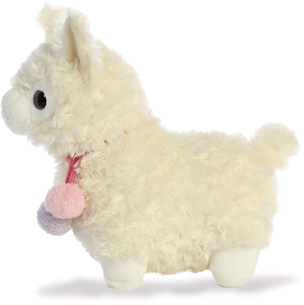 Aurora Llama Drama 11-Inch Coconut Plush – Soft, Overstuffed Creamy White Llama with Pom Pom Collar