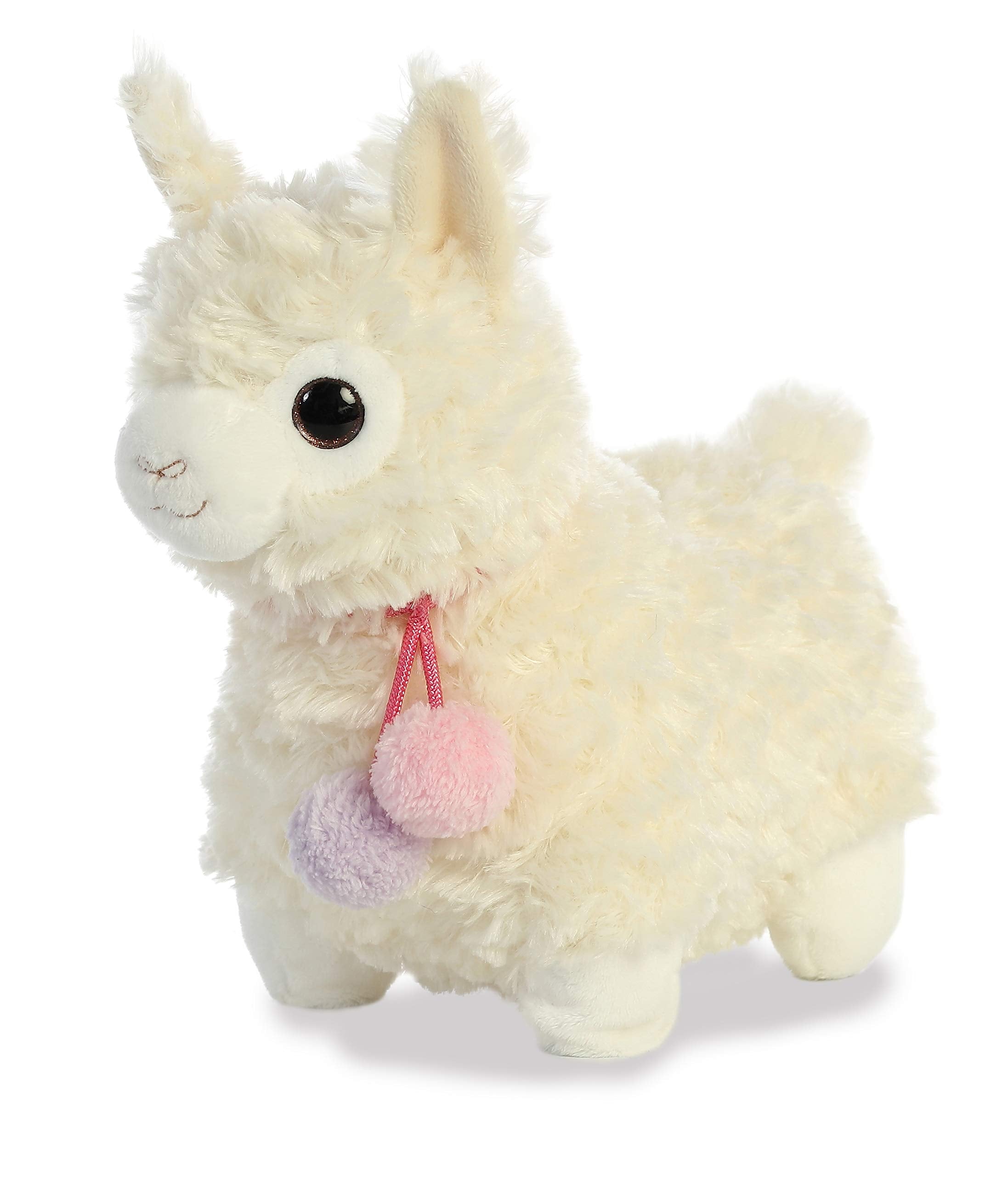Aurora Llama Drama 11-Inch Coconut Plush – Soft, Overstuffed Creamy White Llama with Pom Pom Collar
