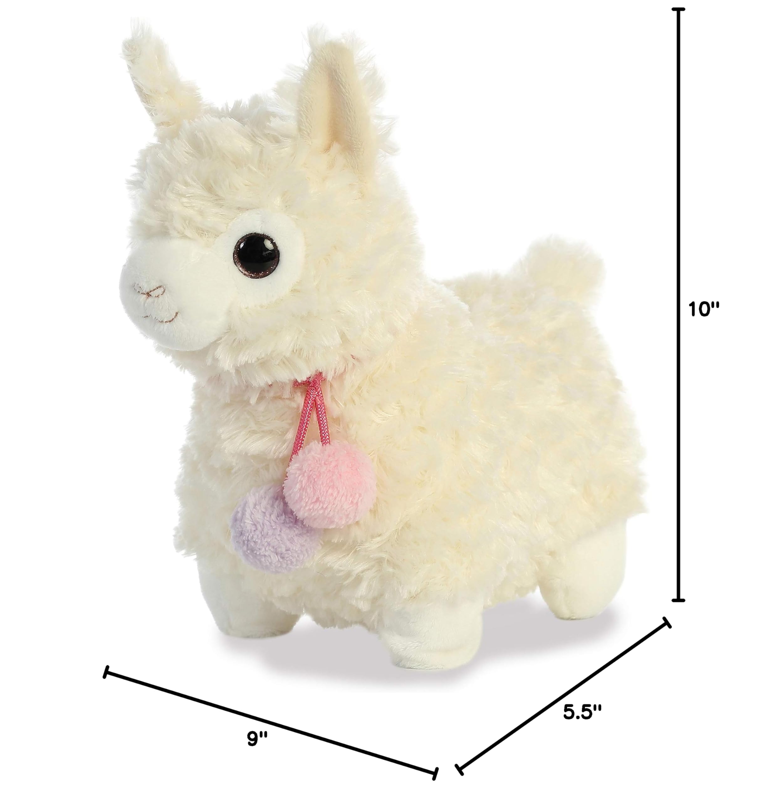 Aurora Llama Drama 11-Inch Coconut Plush – Soft, Overstuffed Creamy White Llama with Pom Pom Collar