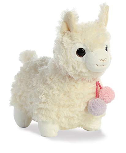 Aurora Llama Drama 11-Inch Coconut Plush – Soft, Overstuffed Creamy White Llama with Pom Pom Collar