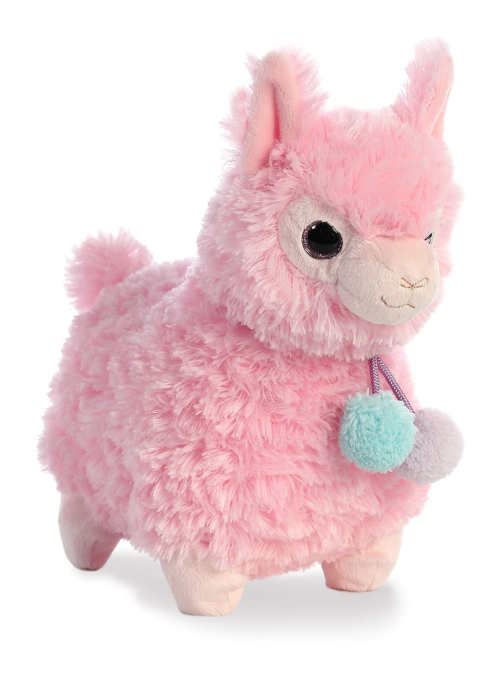 Aurora Llama Drama Plush Toy - 11 Inch Pink Lychee Llama with Pom Pom Collar